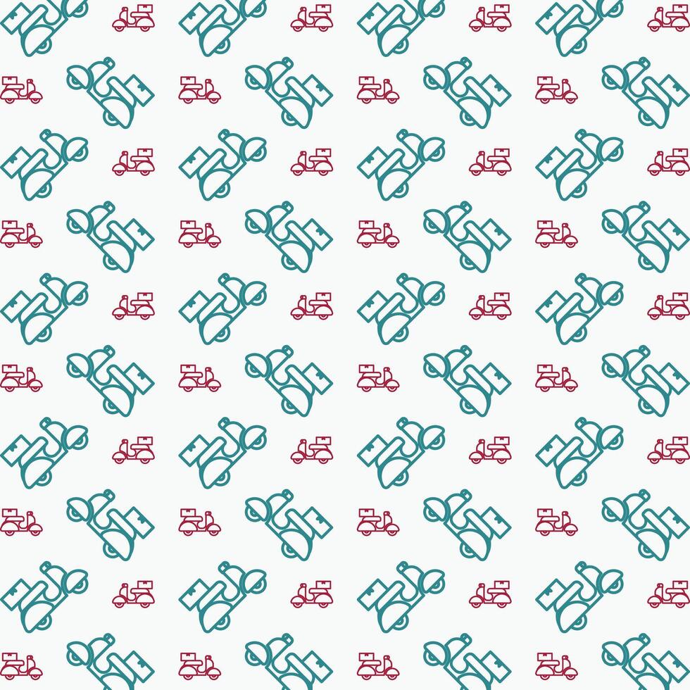 Motorbike symbol multicolor decorative trendy red repeating pattern vector illustration