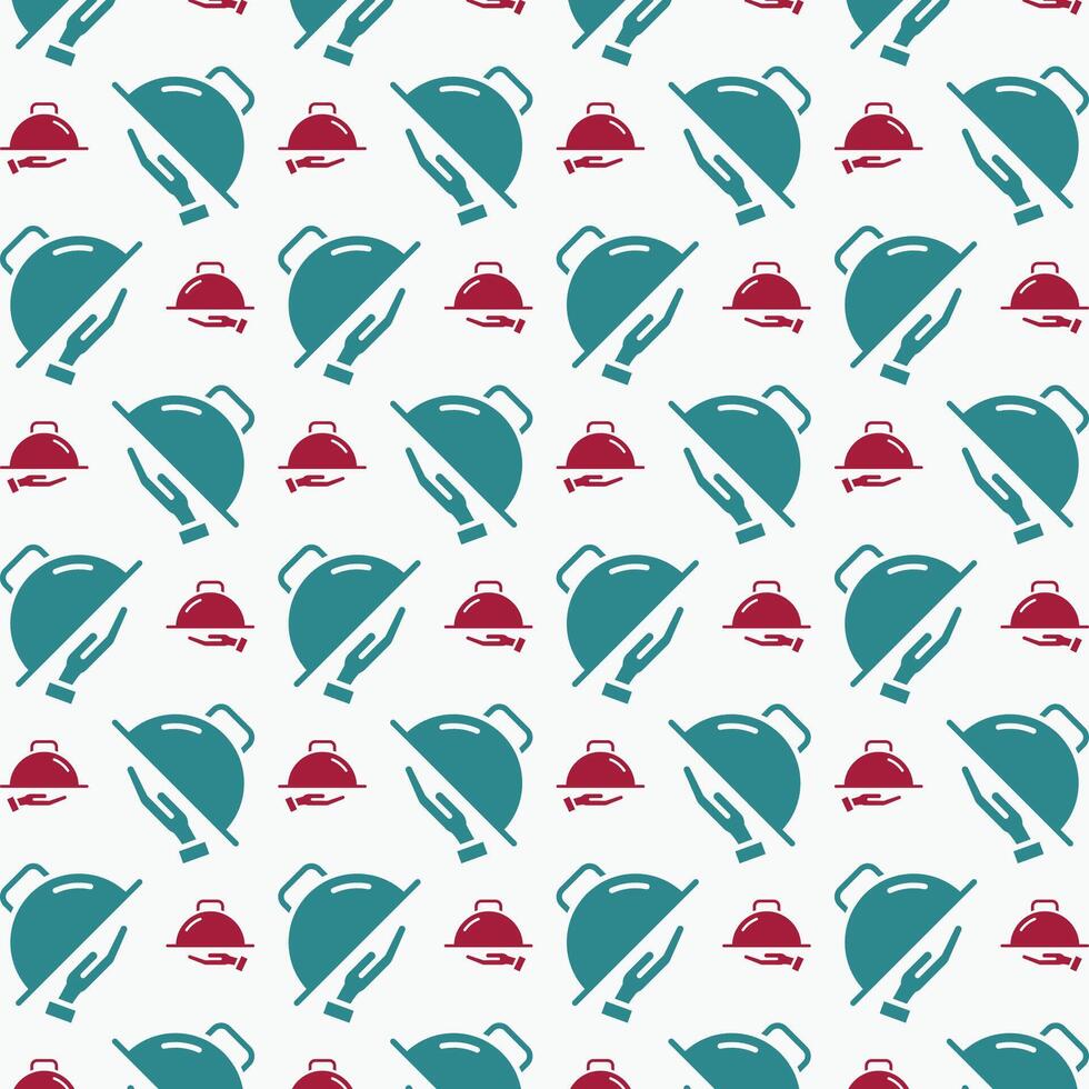 Main dish symbol multicolor decorative trendy red repeating pattern vector illustration