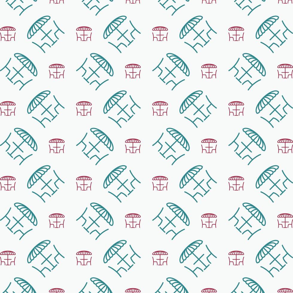 Street cafe symbol multicolor decorative trendy red repeating pattern vector illustration