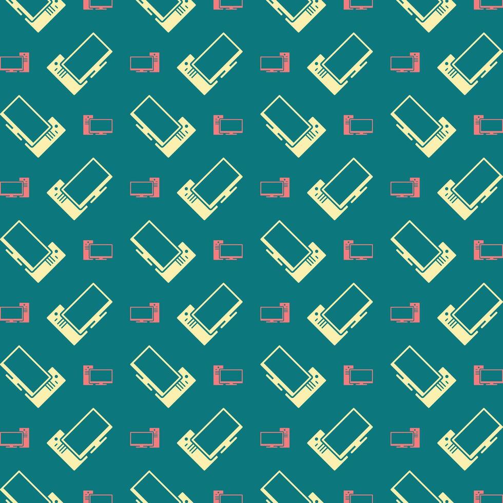 PC symbol trendy repeating pattern beautiful vector illustration blue background