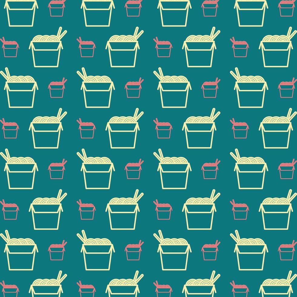 Wok box icon trendy repeating pattern beautiful vector illustration blue background