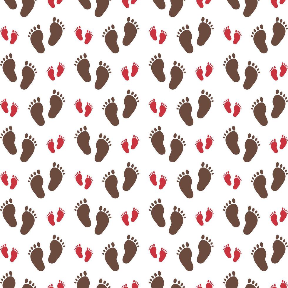 Footprint red brown repeating trendy pattern beautiful vector illustration background