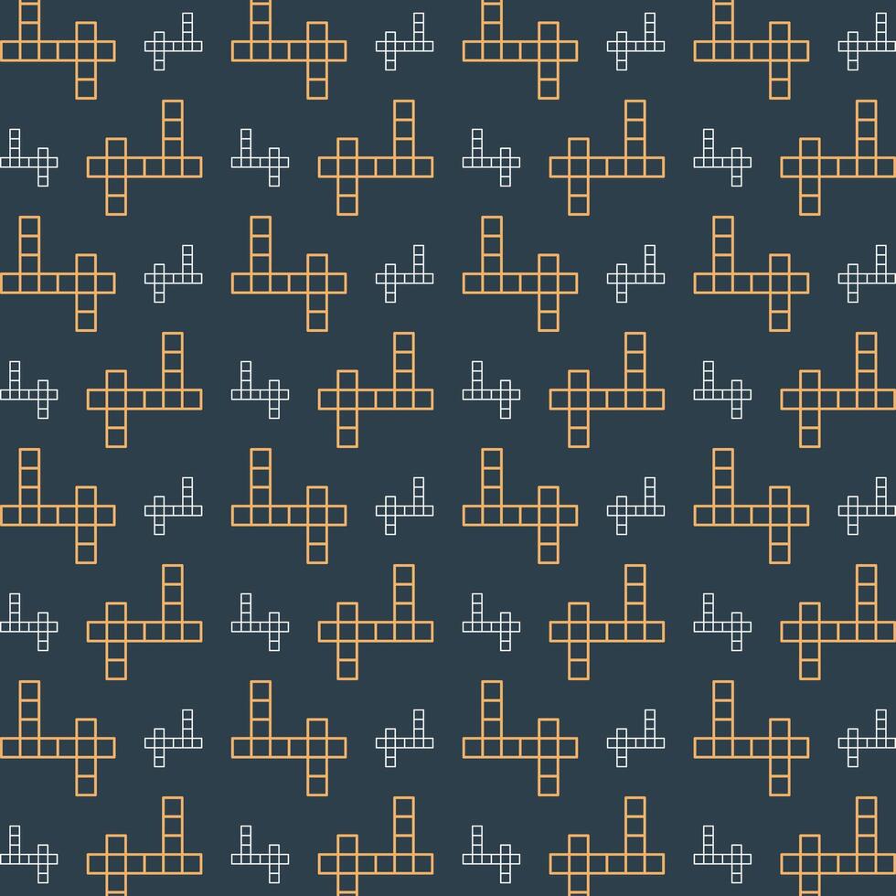 Crossword icon trendy repeating pattern orange color vector illustration background