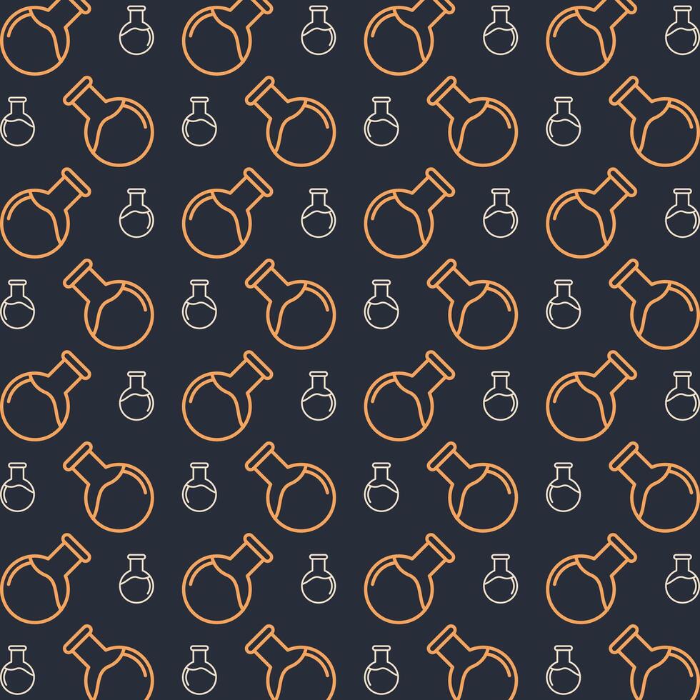 Flask multicolor repeating trendy pattern in dark background vector illustration