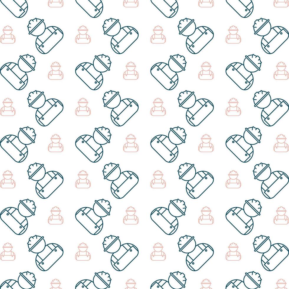 Construction worker trendy repeating fashion pattern vector illustration background
