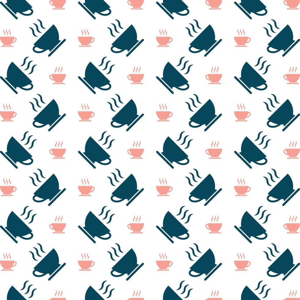 Cup of coffee trendy repeating fashion pattern vector illustration background