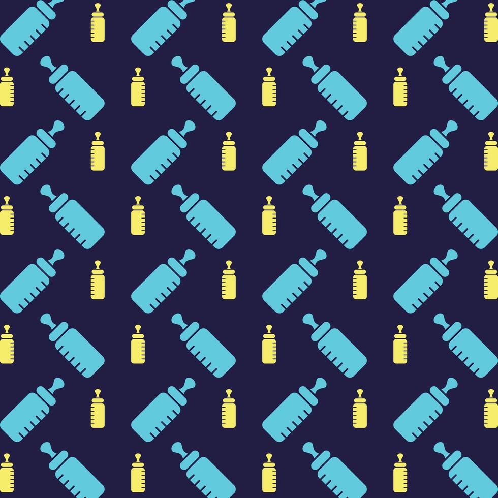 Baby bottle elements multicolor trendy pattern vector illustration background