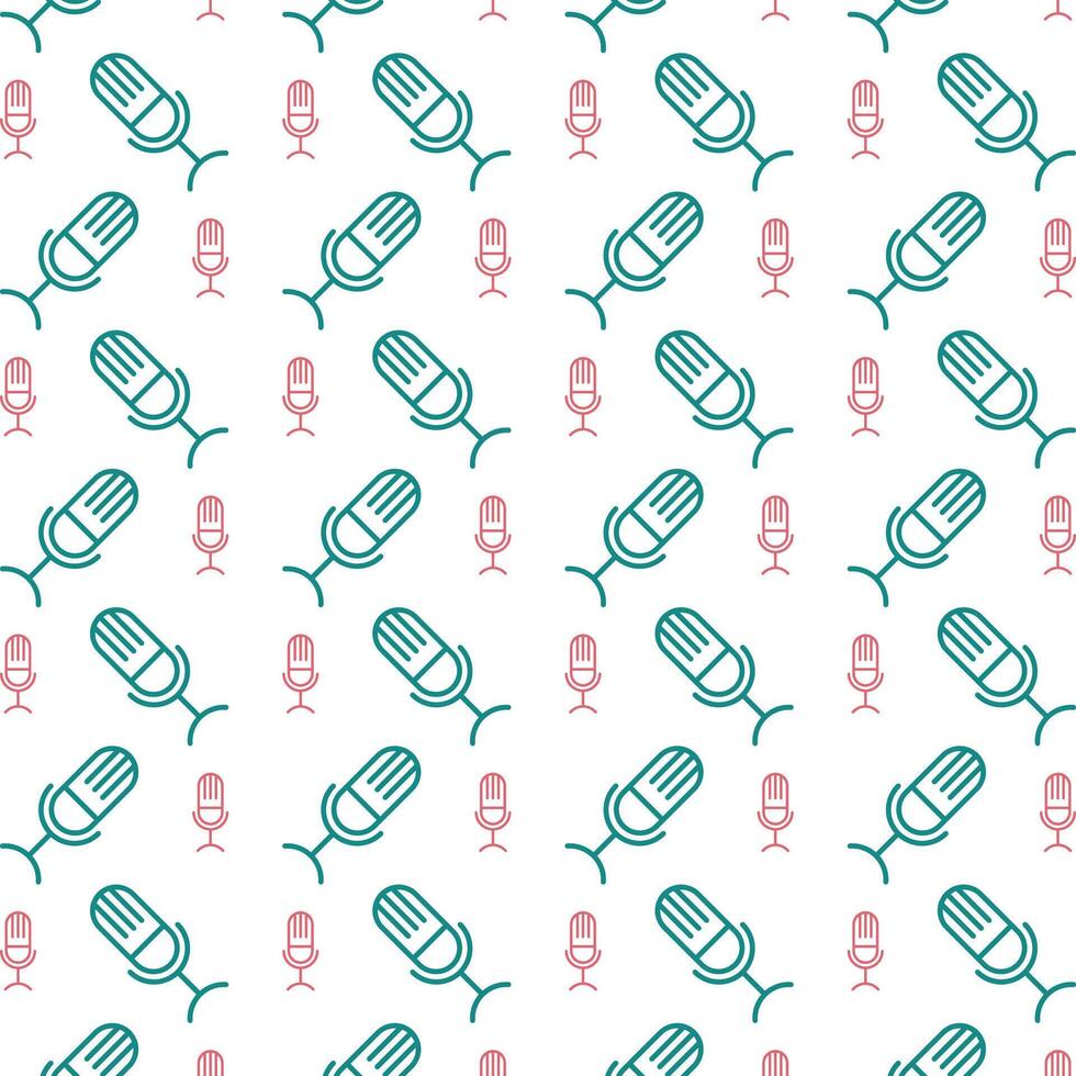 Microphone icon repeated stylish trendy pattern beautiful vector illustration background