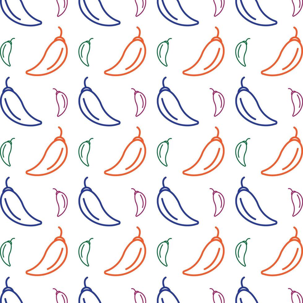 Chili pepper multicolor repeating trendy pattern stylist vector illustration