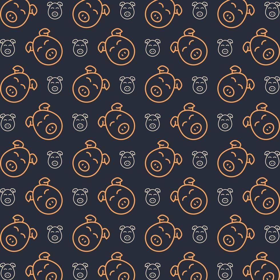 Pork multicolor repeating trendy pattern in dark background vector illustration