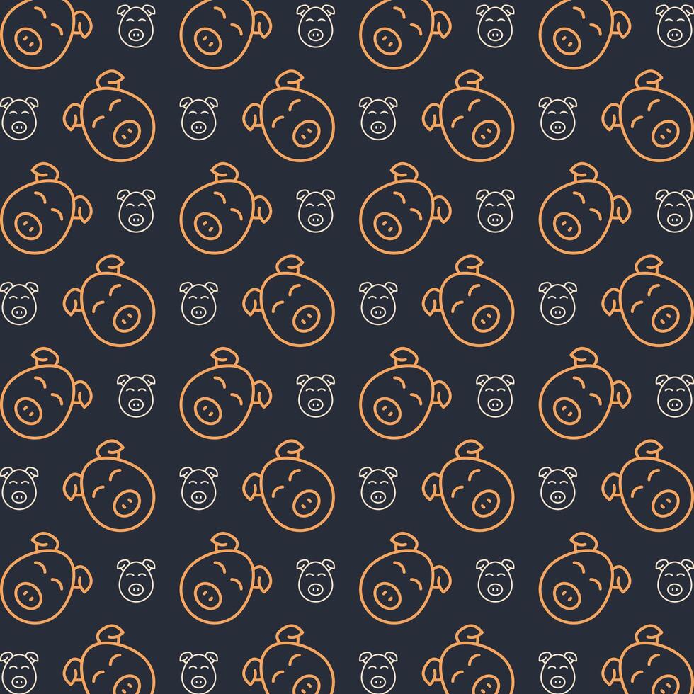 Pork multicolor repeating trendy pattern in dark background vector illustration