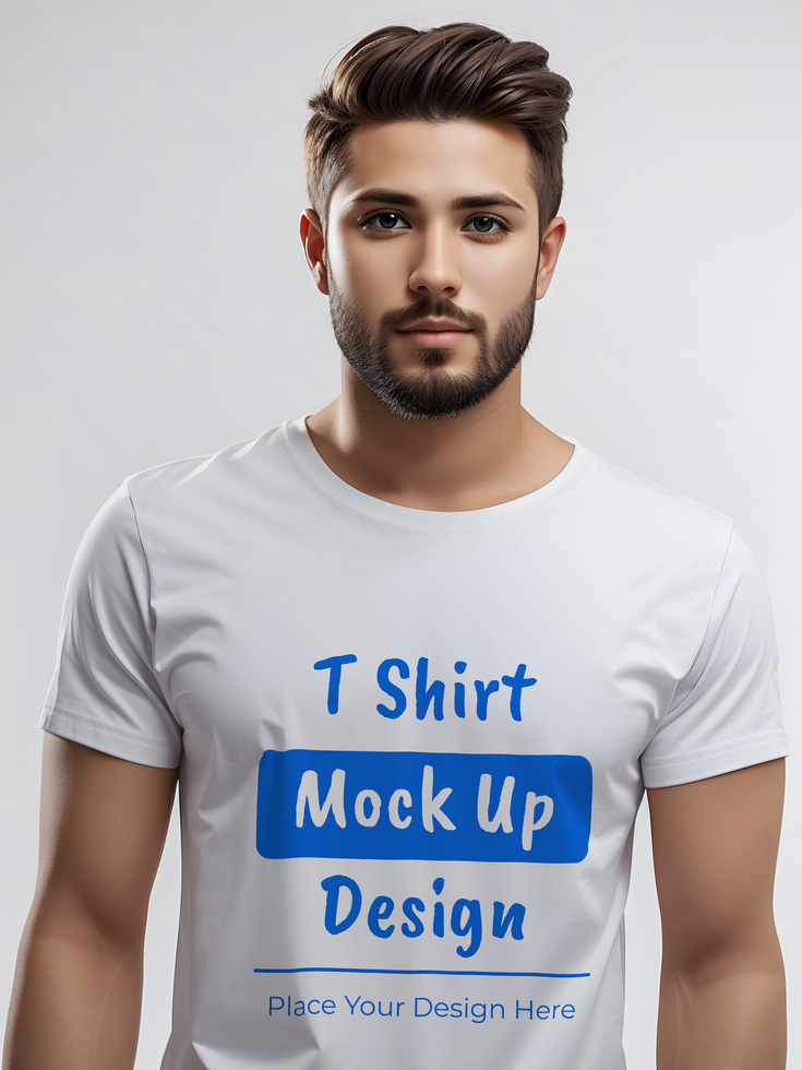 AI generated men's white t shirt mock up psd