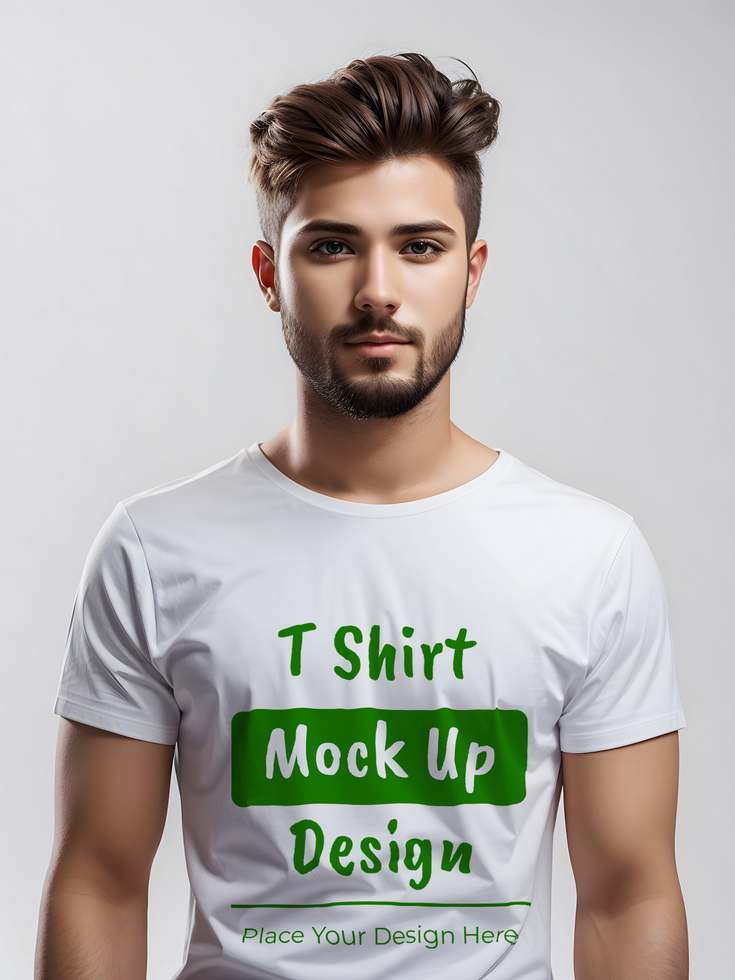 AI generated men's white t shirt mock up psd