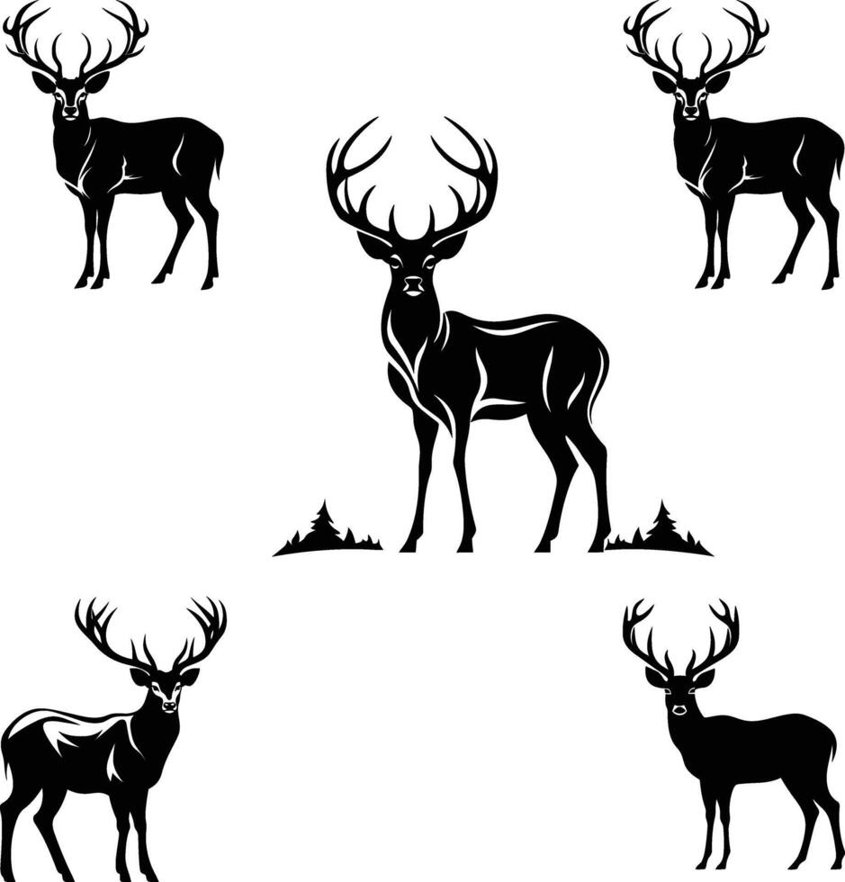 Deer vector silhouette bundle.