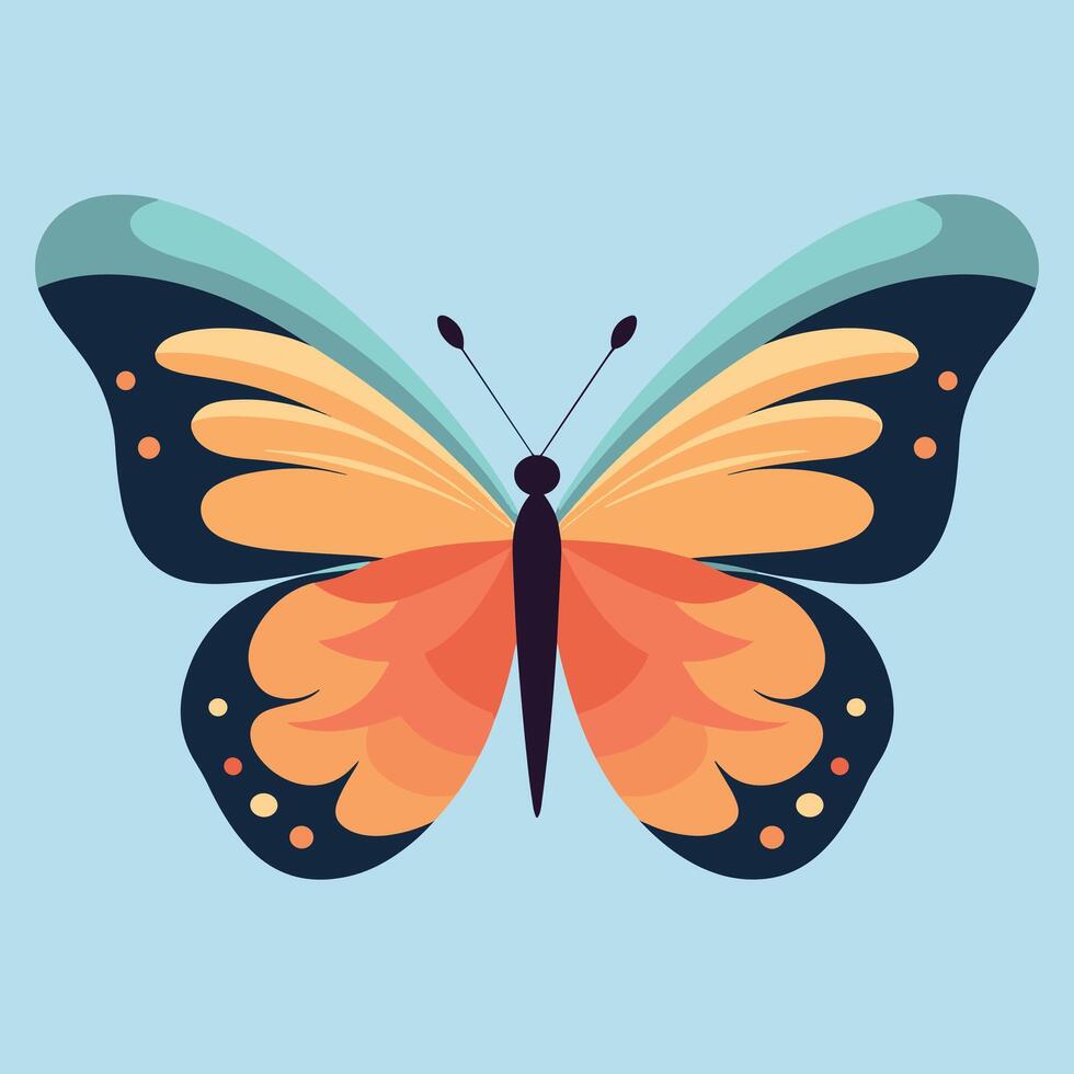 Cute butterfly sticker cartoon vector illustration.
