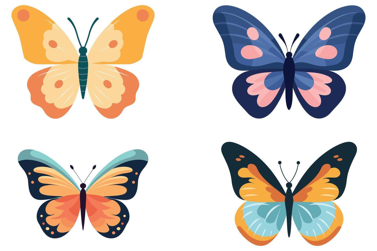 linda mariposa pegatina dibujos animados vector ilustración.