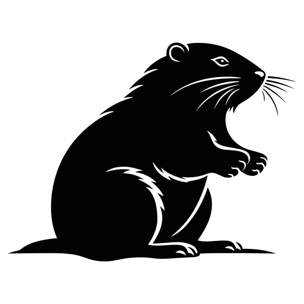 Beaver black Silhouette vector. vector