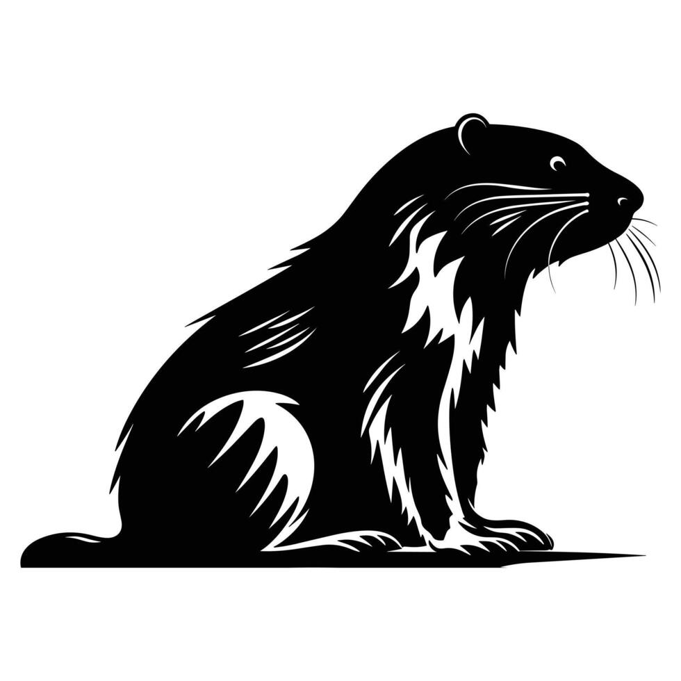 Beaver black Silhouette vector. vector
