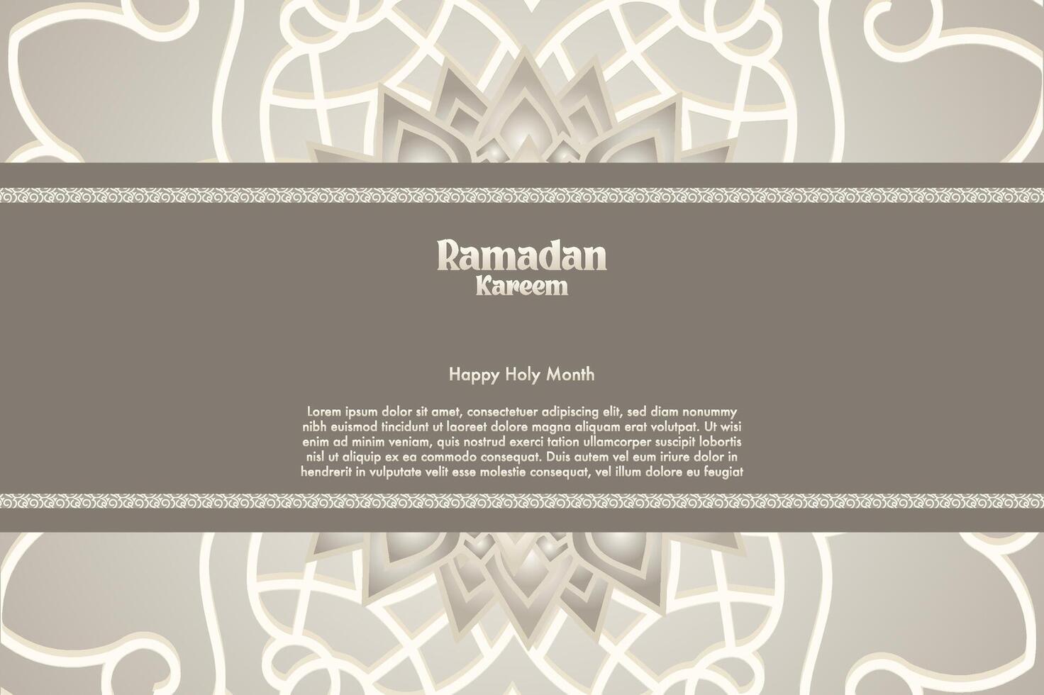 Elegant glamour background and poster Ramadan Kareem with gradient style and realistic icon vector