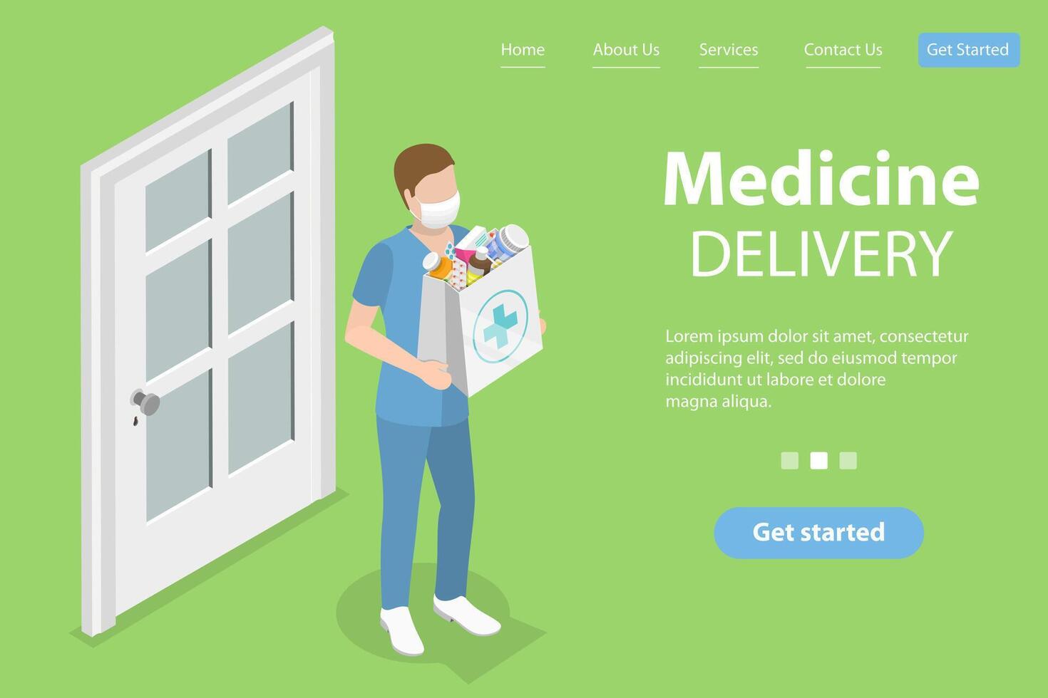 3D Isometric Flat Vector Conceptual Illustration of Medicine Delivery Survice