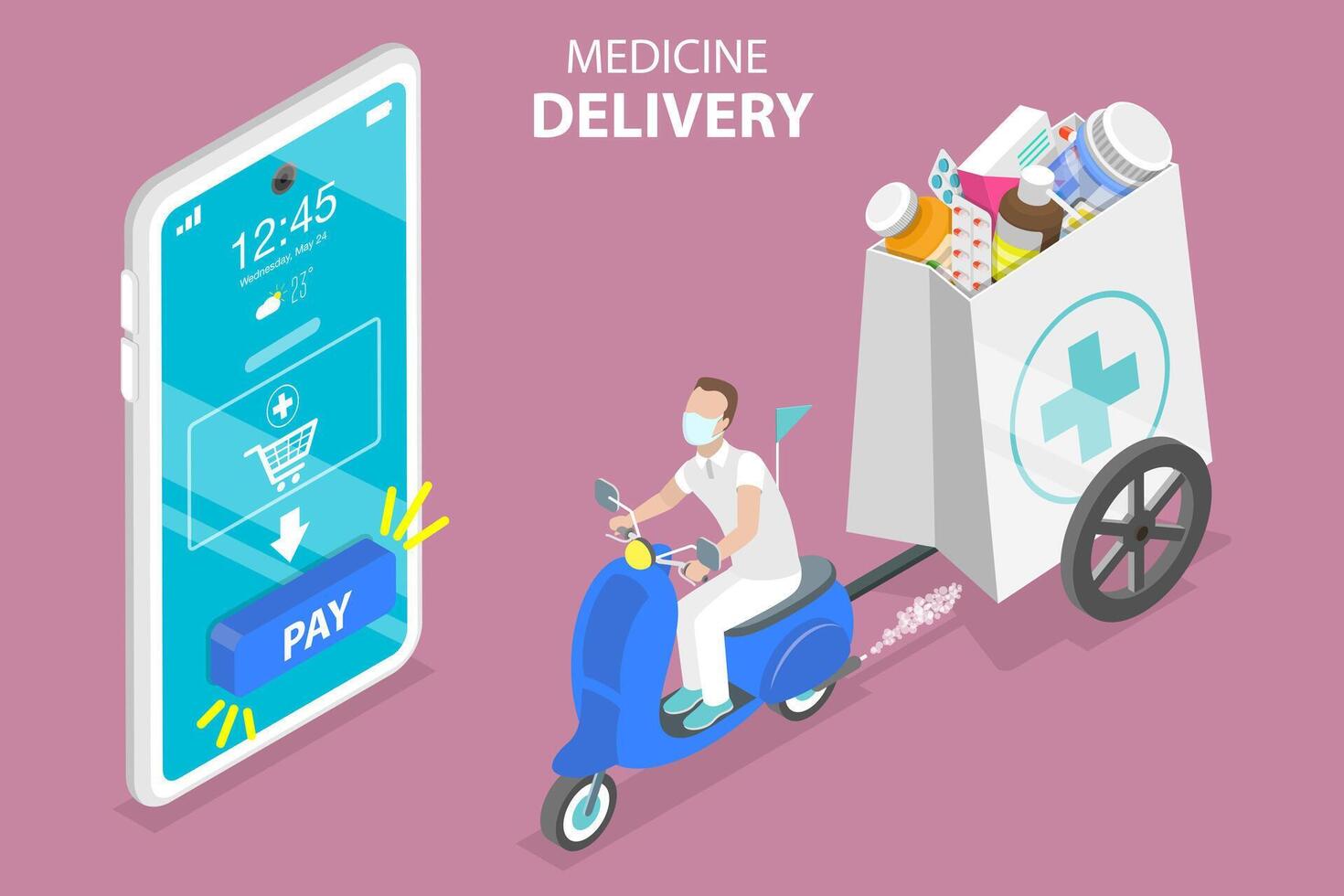 3D Isometric Flat Vector Conceptual Illustration of Safe Medicine Delivery