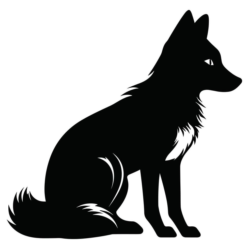 Fox black Silhouette vector, white background. vector
