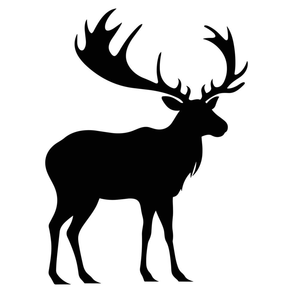 Elk black Silhouette vector, white background. vector