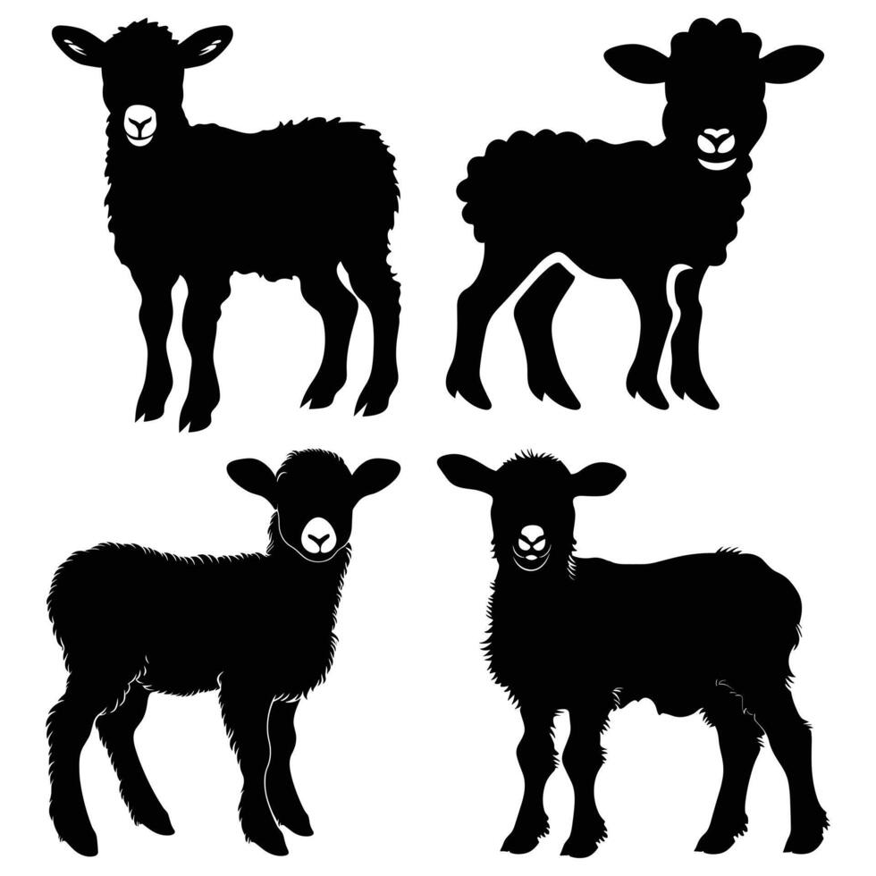 Easter lamb black Silhouette vector