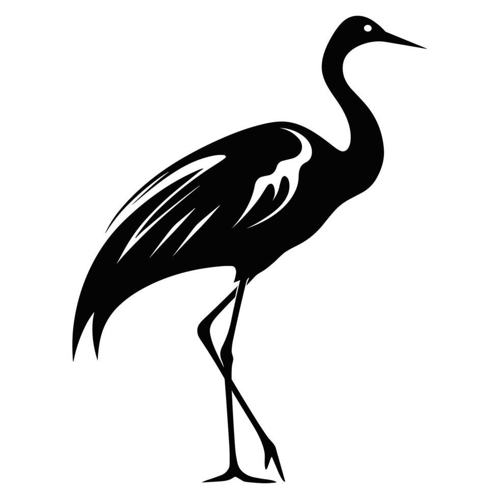 Crane black Silhouette vector. vector