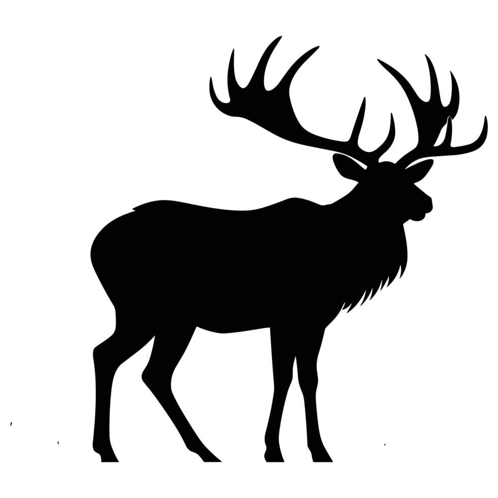 Elk black Silhouette vector, white background. vector