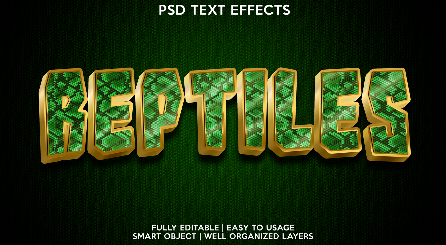 reptiles text effect template psd