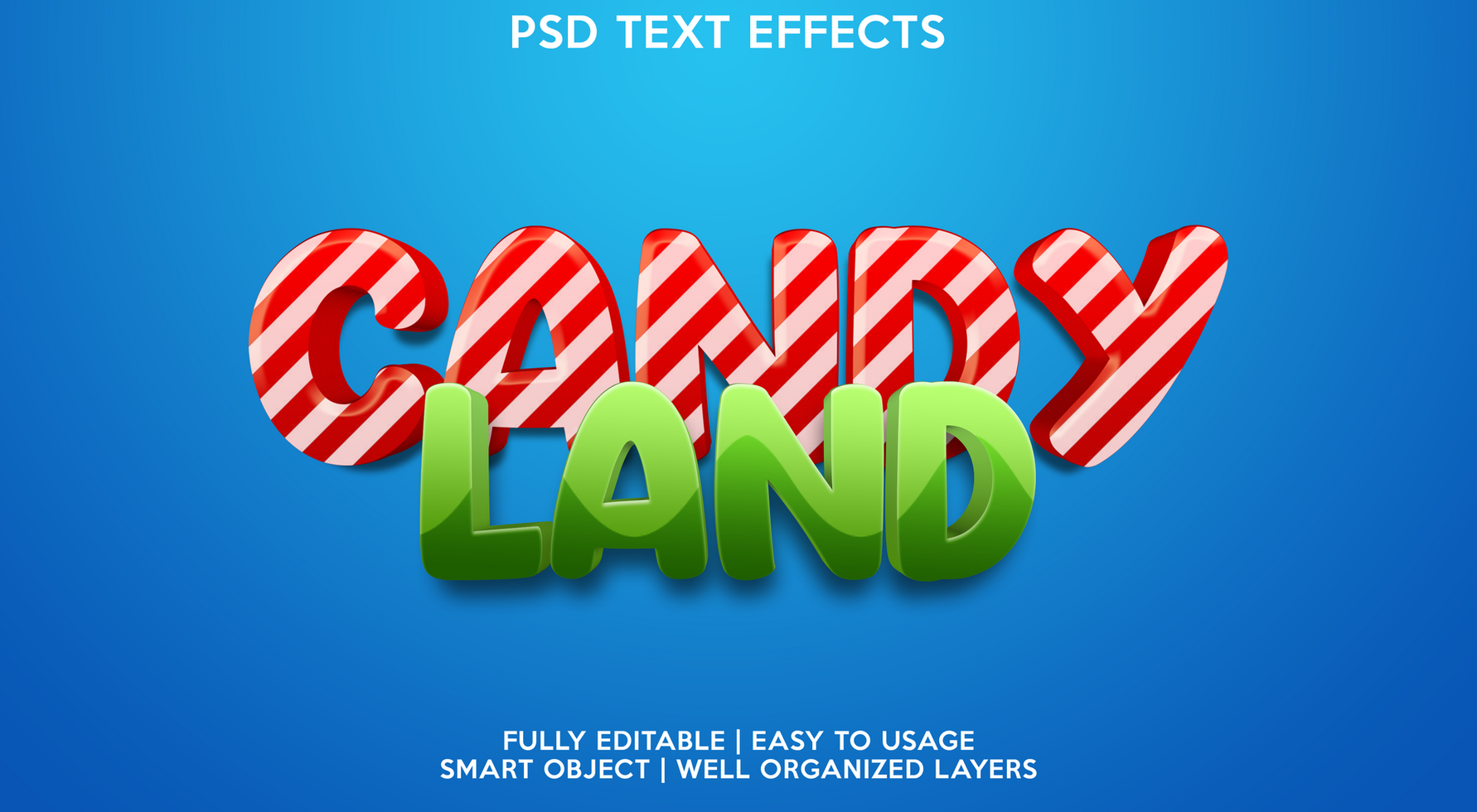 candy land text effect template psd