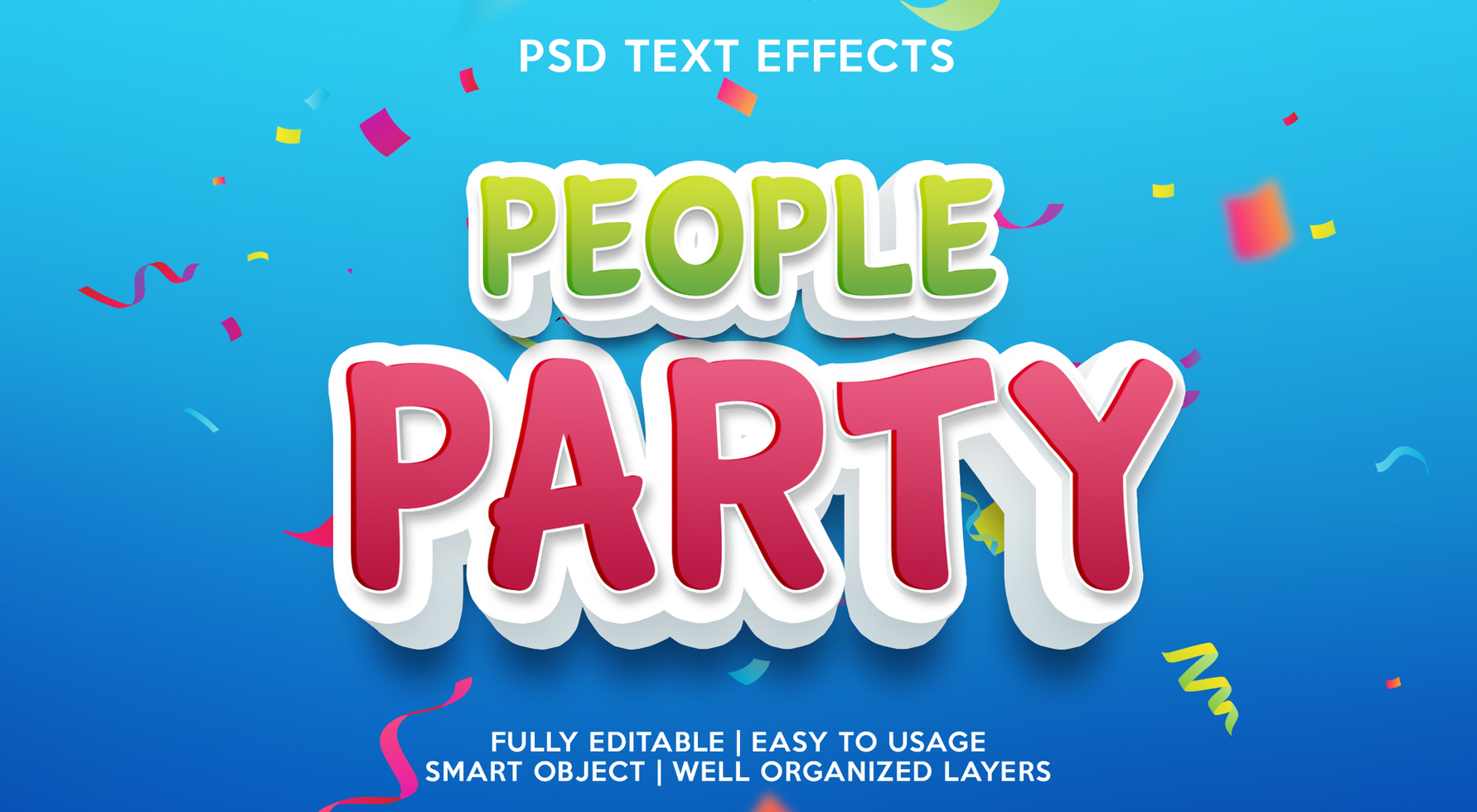 people party text effect template psd