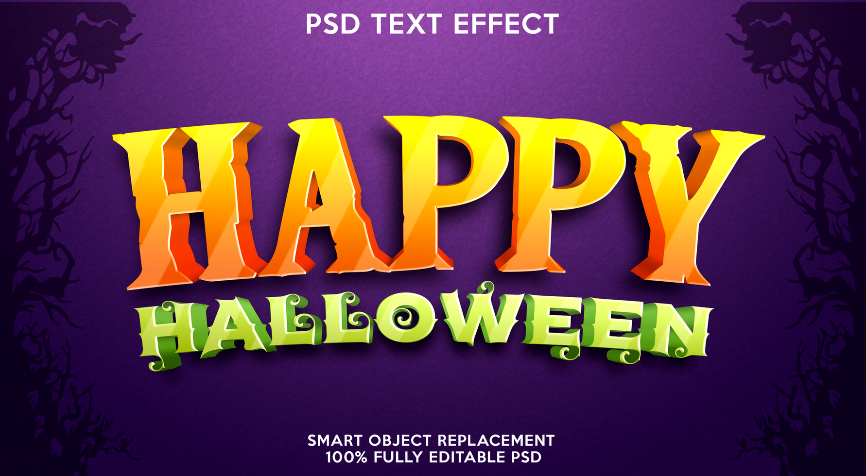 fröhlicher halloween-texteffekt psd