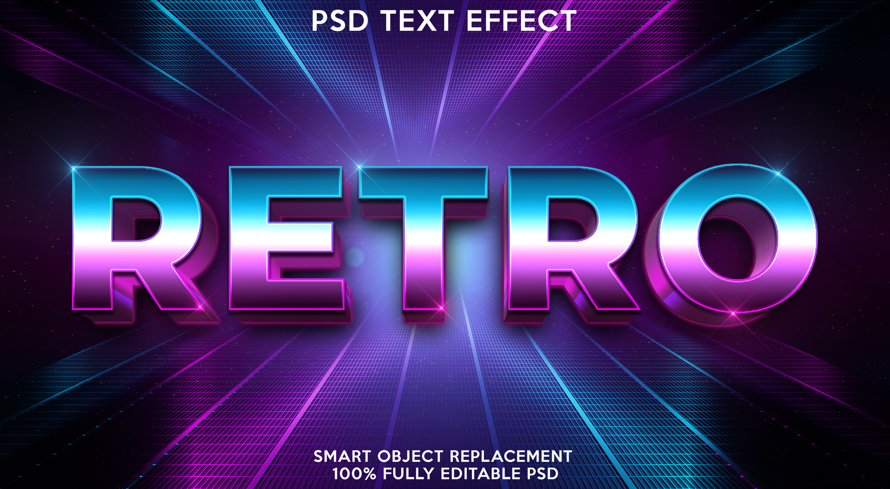 retro text effect template psd