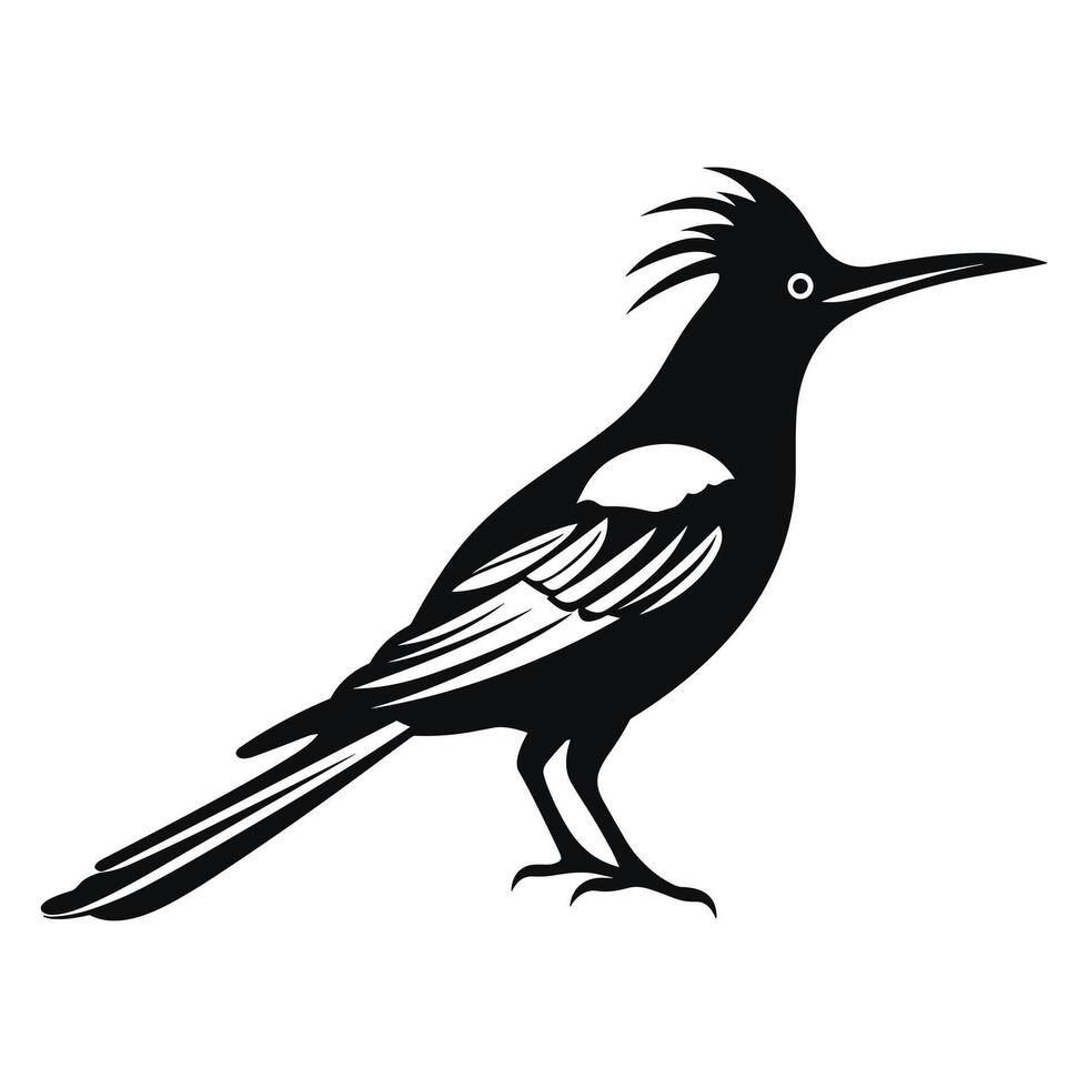 Hoopoe black Silhouette vector, white background. vector