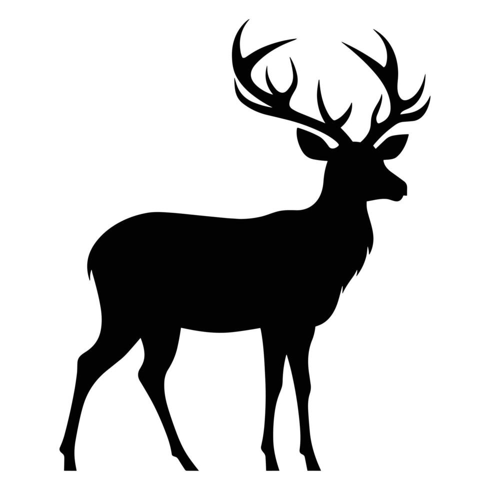 Deer black Silhouette vector. vector