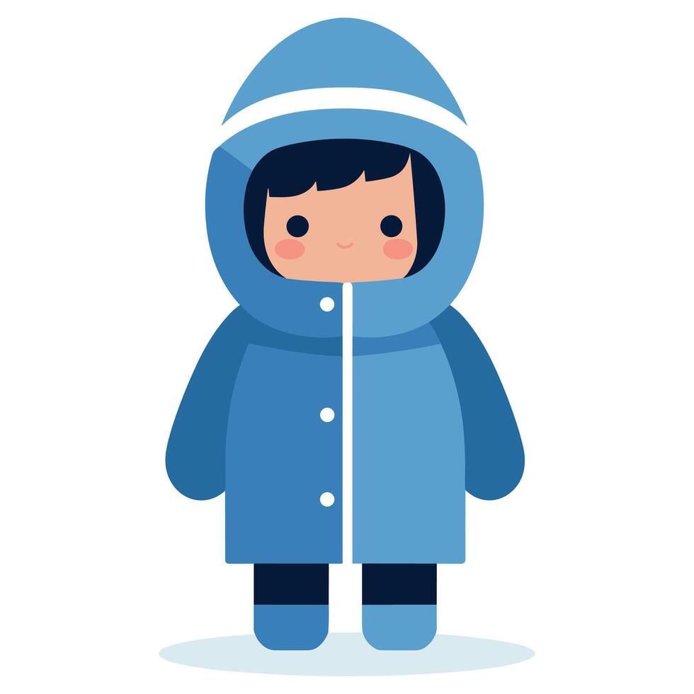 Cartoon girl in winter clothes standing cartoon vector illustration.