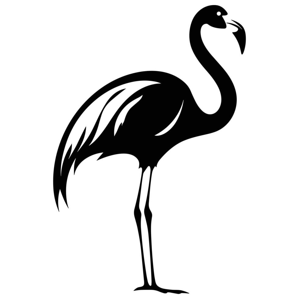 Flamingo black Silhouette vector, white background. vector