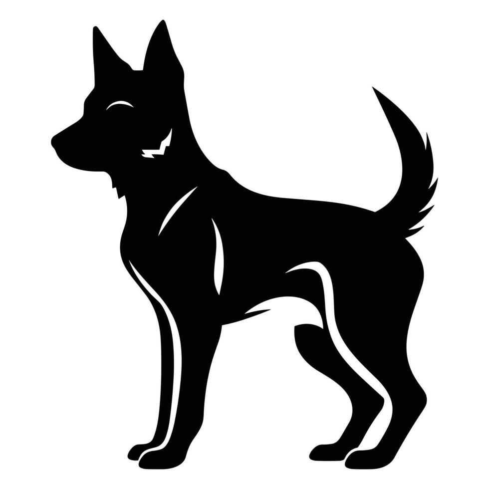 Dingo black Silhouette vector, white background. vector