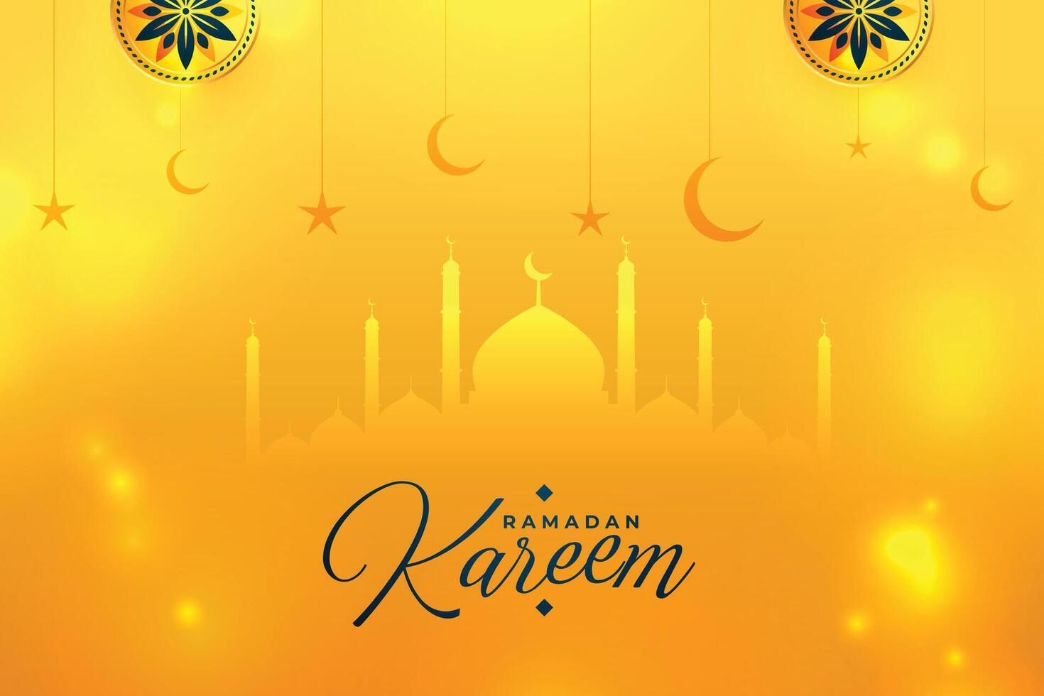 beautiful ramadan kareem yellow shiny religious background vector