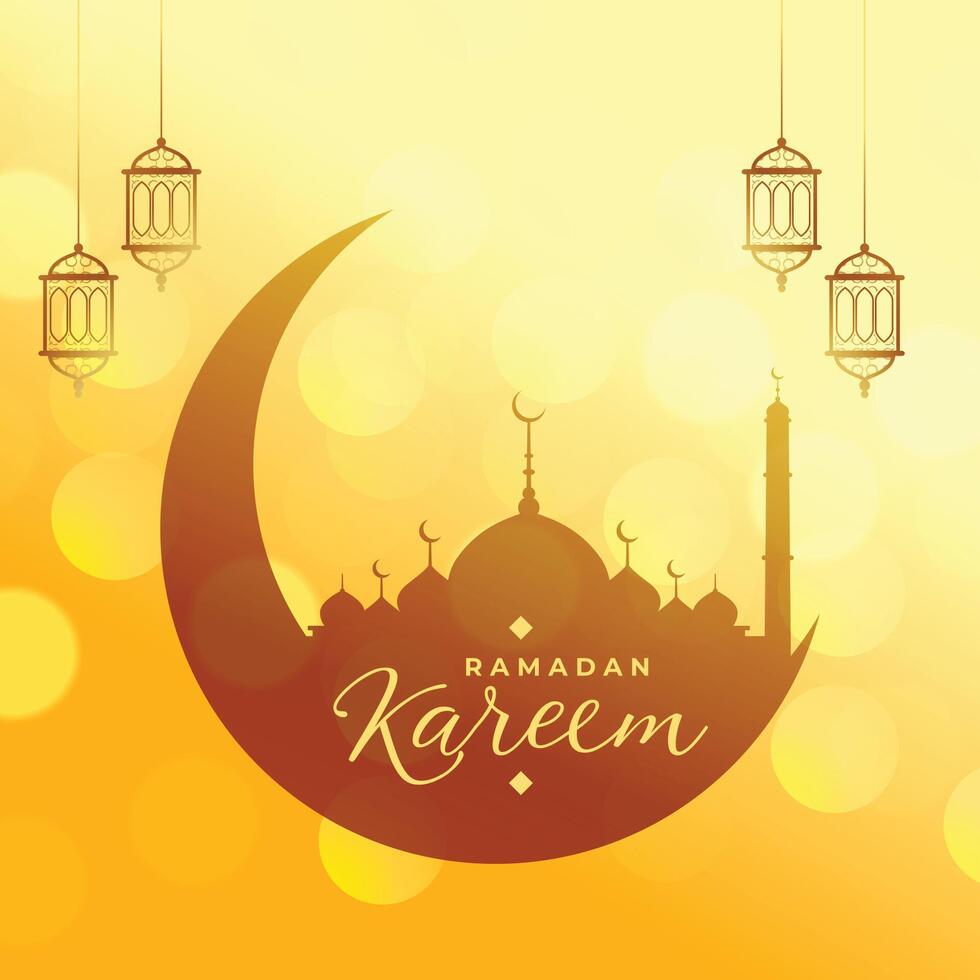 ramadan kareem wishes greeting in yellow color vector