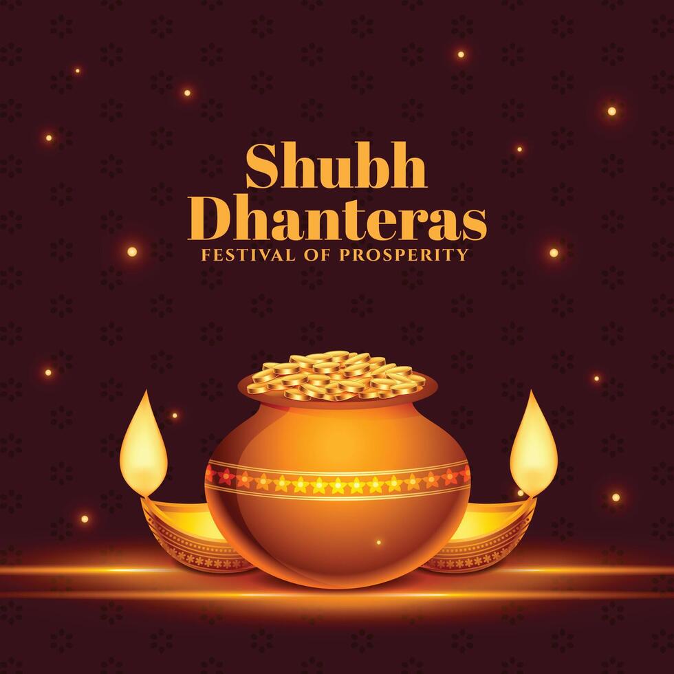 beautiful shubh dhanteras wishes background celebrate festival of wealth vector