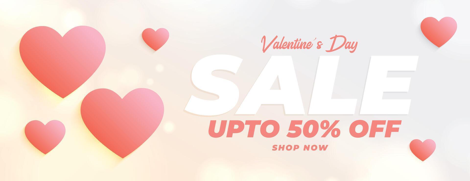 valentines day sale and discount banner design vector