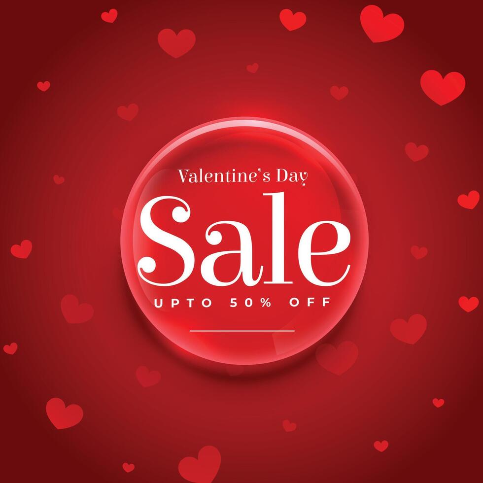 valentines day sale red background with shiny crystal frame vector