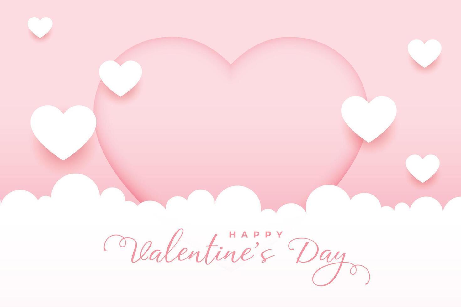 valentines day background with flying hearts in soft pink backdrop vector