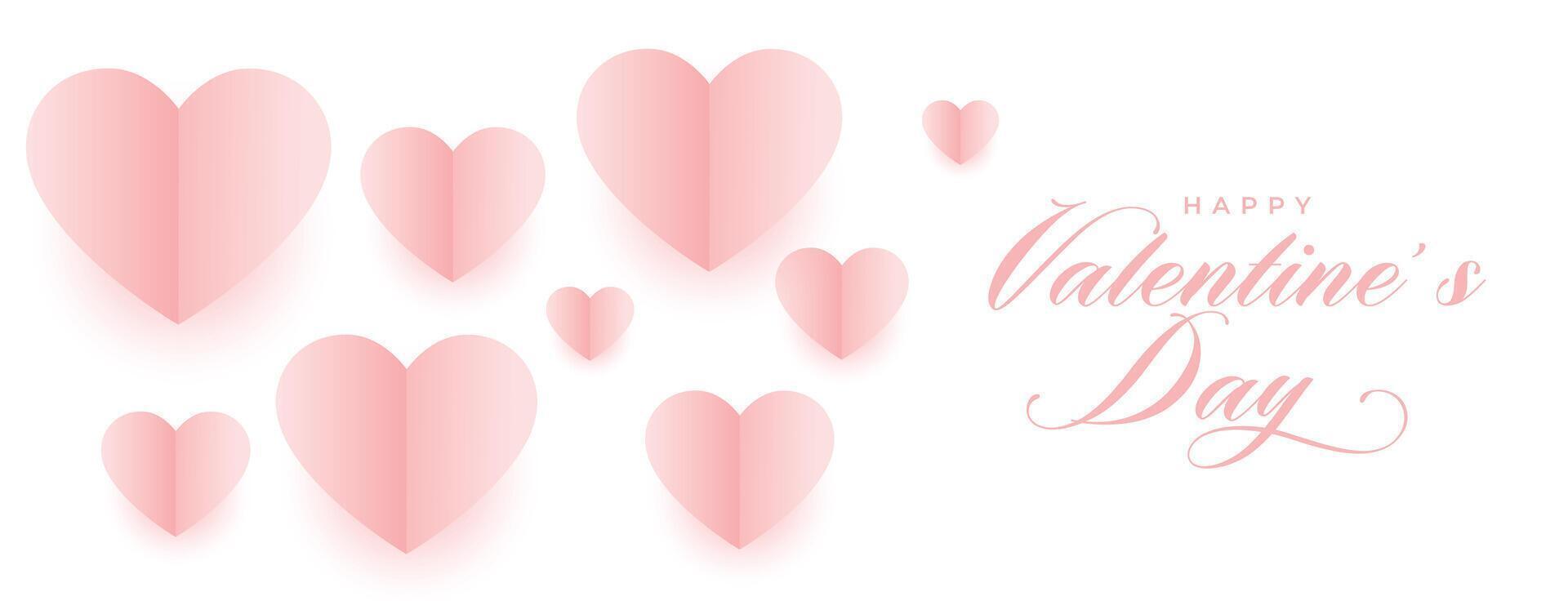 valentines day soft paper hearts web banner design vector