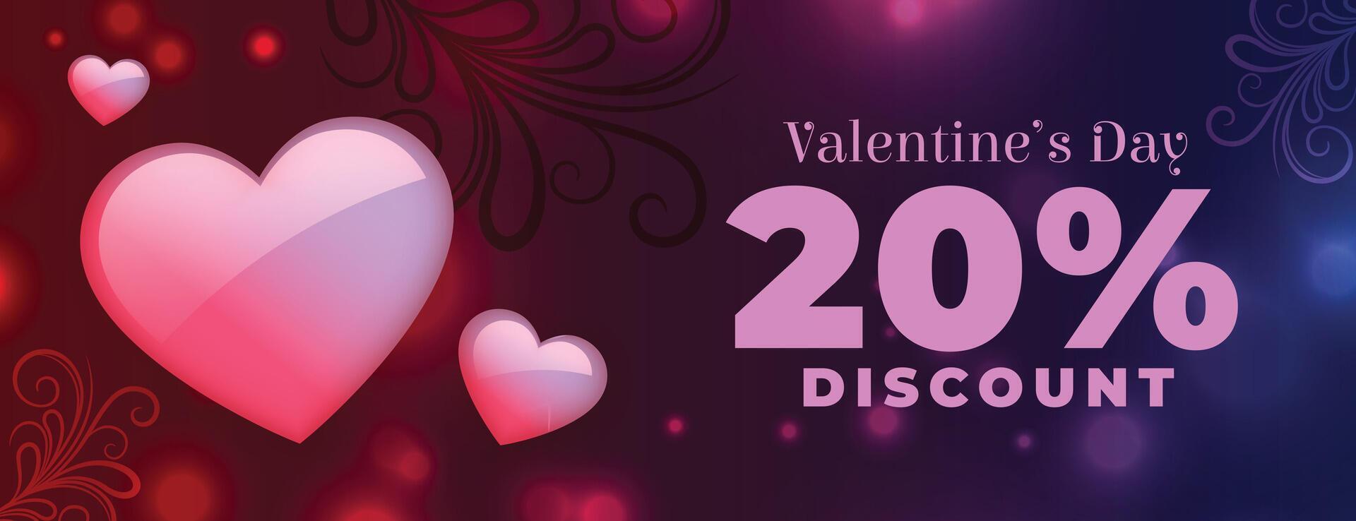 valentines day love discount shiny realistic banner design vector