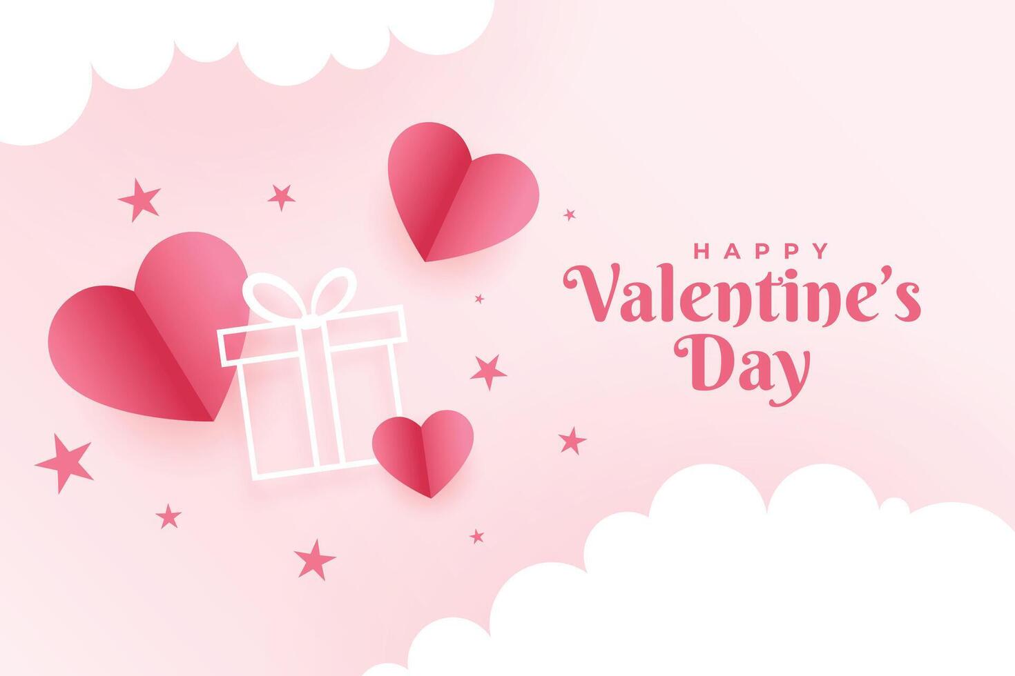 stylish valentines day greeting card with hearts and gift box design vector