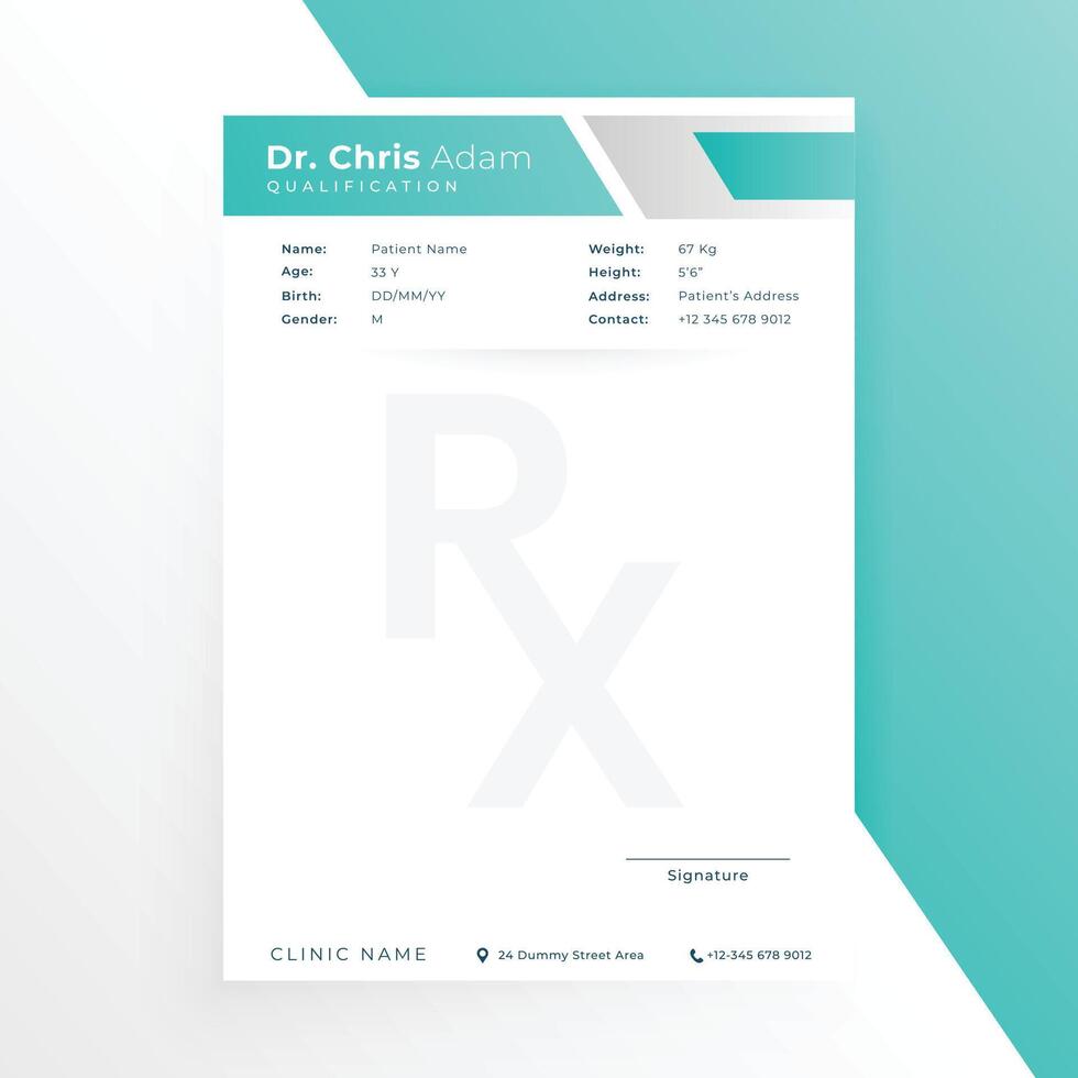blank a4 pharmacy prescription paper template for medical care vector